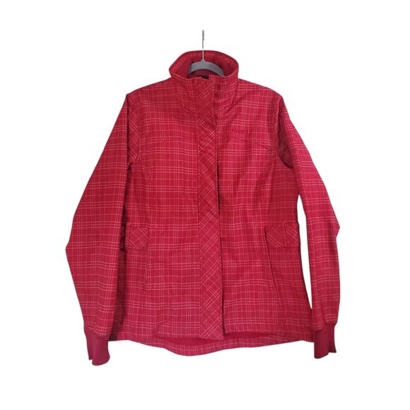 Bergans Jackets & Blazers - Bergans of Norway 1523 Mandal Lady Red Plaid Outdoor Belted Jacket Women's Large